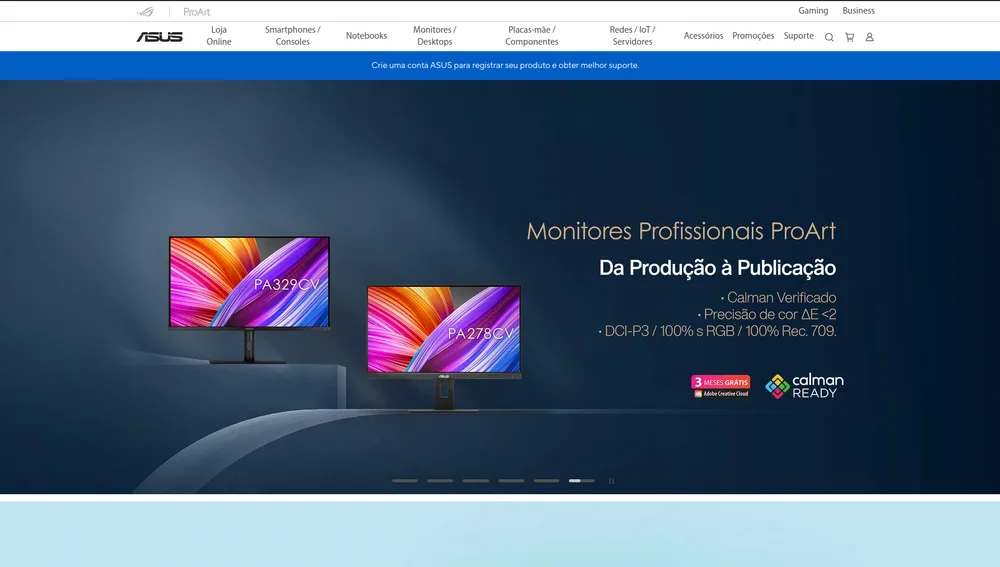 Loja Asus desenvolvida pela Inventando Sites