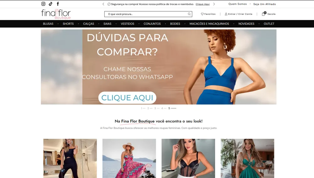 Loja Fina Flor Boutique desenvolvida pela Inventando Sites